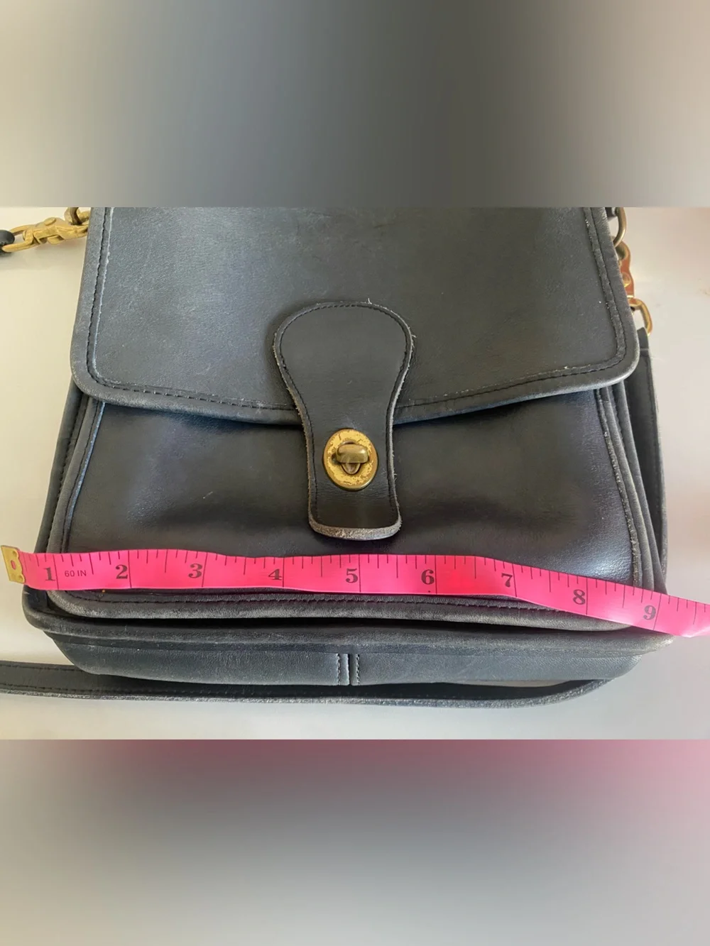 Vintage Coach 5130 Station Bag Blue Leather Crossbody Bag With Removable Strap